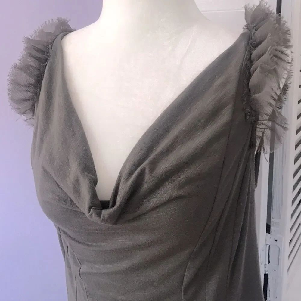 Anthropologie Mesh ruffled sleeveless Blouse